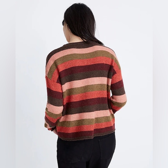 Madewell Chelsea Pocket Pullover Sweater in Multi-Stripe Long Sleeve Size Small - Picture 3 of 6